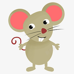 可爱灰色老鼠卡通插画素材