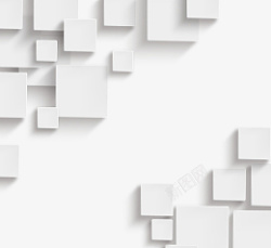 白色简约立体几何方块边框素材