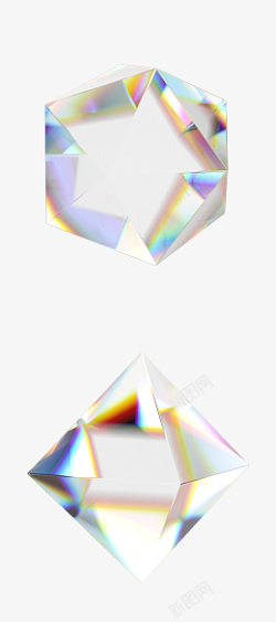 立体水晶透明金边钻石素材