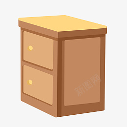 手绘床头柜家具插画png免抠素材_88icon https://88icon.com 木制品家具 棕色的柜子 洁净的家具 黄色的面板 卡通插画