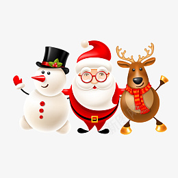 圣诞老人和雪人麋鹿png免抠素材_88icon https://88icon.com 圣诞 老人 雪人 麋鹿