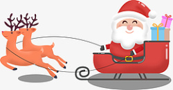 圣诞节快乐圣诞老人麋鹿拉雪橇元素素材