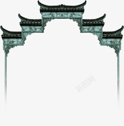 江南牌坊装饰雄伟壮观的城门素材