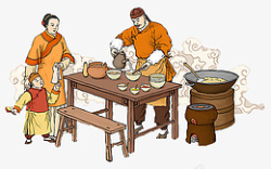 古代人物夫妻做饭作坊素材