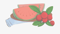 卡通手绘水果西瓜葡萄素材