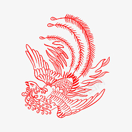 红色凤凰花纹png免抠素材_88icon https://88icon.com 凤凰 中国风 插画 元素