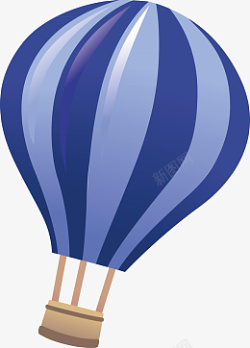 卡通手绘蓝色热气球素材