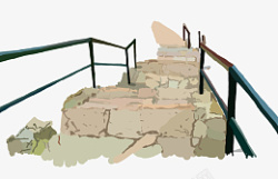 石头台阶上面有栏杆素材