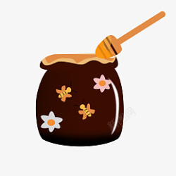 棕色小清新卡通的蜂蜜罐手绘图素材