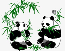 只是上了色熊猫吃竹子素材