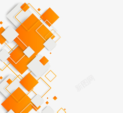 橙色简约抽象方形商务边框素材
