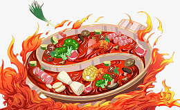 手绘火锅插画素材png免抠素材_88icon https://88icon.com 食材 火锅 麻辣 火焰