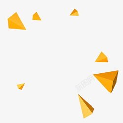 黄色三维小三角形背景漂浮物素材