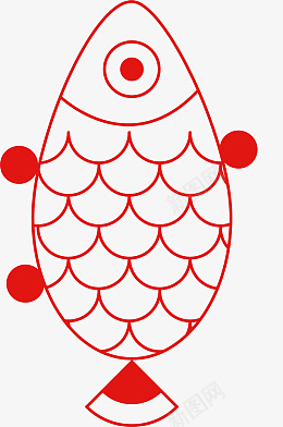 红色中国风线条鱼ai免抠素材_88icon https://88icon.com 鱼 手绘鱼 中风鱼 线条鱼