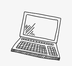 黑白笔记本电脑手绘黑白线描笔记本电脑图高清图片