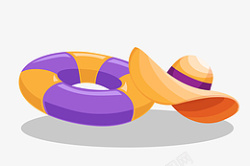 手绘紫色橙色游泳圈插画途素材
