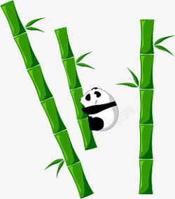 卡通竹子植物大熊猫矢量图素材