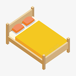 25D黄色木板床家具png免抠素材_88icon https://88icon.com 25d 双人床 木板床 家具 床垫 等距 床