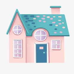 蓝色房顶居家建筑房子插画高清图片