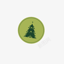 2021年圣诞节绿色徽章png免抠素材_88icon https://88icon.com 徽章 绿色 圣诞树 圆形