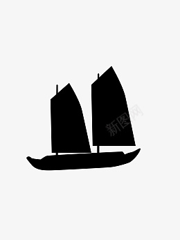 AI免抠黑白图标帆船旅游AI图标