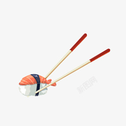 筷子夹三文鱼寿司素材