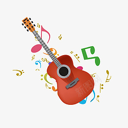 音乐乐符吉他插画png免抠素材_88icon https://88icon.com 彩色的乐符 漂亮的吉他 红色的吉他 乐器吉他 吉他插画 吉他装饰