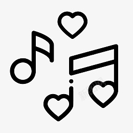 音乐心形音乐符号元素图标
