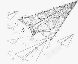 折纸爱心矢量图纸飞机科技元素图标