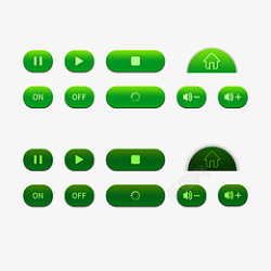 音量开关绿色科技返回播放暂停音量开关按钮高清图片