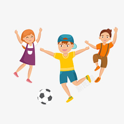 快乐踢球的小孩元素设计素材