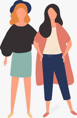 扁平化UI时尚女性二人素材