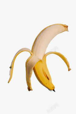 黄色的香蕉皮剥皮剥一半的香蕉高清图片
