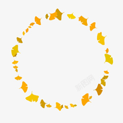 秋季银杏叶圆形边框豆素材