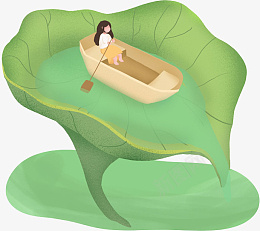 夏至荷叶上划船的女孩png免抠素材_88icon https://88icon.com 夏至 荷叶上 划船 女孩