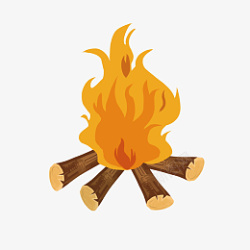 篝火堆野外生存柴火堆插画瞬高清图片