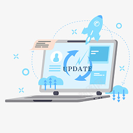 扁平科技电脑更新标识png免抠素材_88icon https://88icon.com 云计算 大数据 笔记本 便签 办公 升级 后台 商务 扁平 文字 更新 标志 标识 海报 火箭 电脑 科技 箭头 背景 虚线 装饰 键盘 云