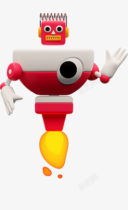 游戏3d图标大红机器人素材