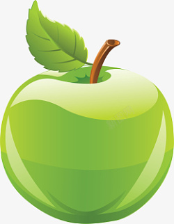 青苹果卡通苹果水果素材