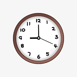 半立体装饰时钟插图png免抠素材_88icon https://88icon.com 咖啡色边框 数字表盘 白色底盘 分针 数字 时针 时间 秒针
