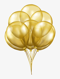 3D金色透明气球PNG素材