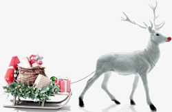白色鹿礼物圣诞素材