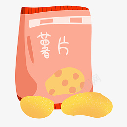 红色袋装薯片插画png免抠素材_88icon https://88icon.com 红色包装袋 薯片插图 香辣薯片 土豆 插图 插画 红色 薯片 零食