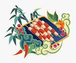 国潮风中国新疆传统美食羊肉串元图片psd免抠素材_88icon https://88icon.com 国潮风 中国 传统美食 羊肉串 元素 矢量图