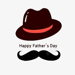 矢量男士胡须父亲节礼帽和胡须PNG免抠素材高清图片