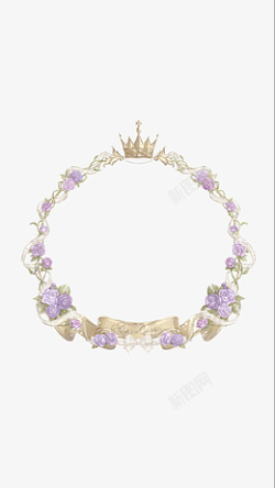 紫色王冠头像框紫色花花高清图片