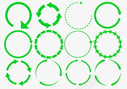 绿色T恤设计12种带箭头旋转图标图标
