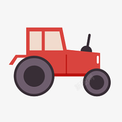 农业红色卡通拖拉机手绘插画psd素材