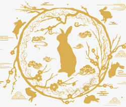中秋节日玉兔图案元素素材