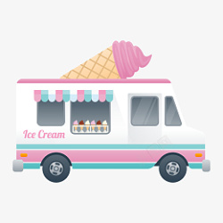 美味冰淇淋快餐车矢量素材素材